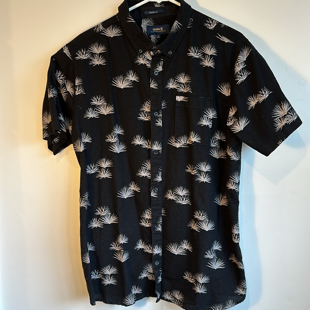 Roark | Mens Shirt | Large | Black with Cactus Detail